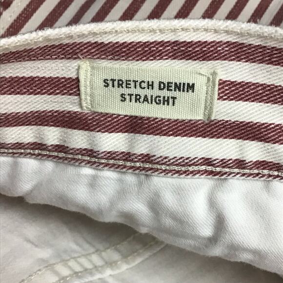 Madewell Button Front Stretch Denim Straight Dark Red Stripe Mini Skirt 31 6 8 - Picture 10 of 11